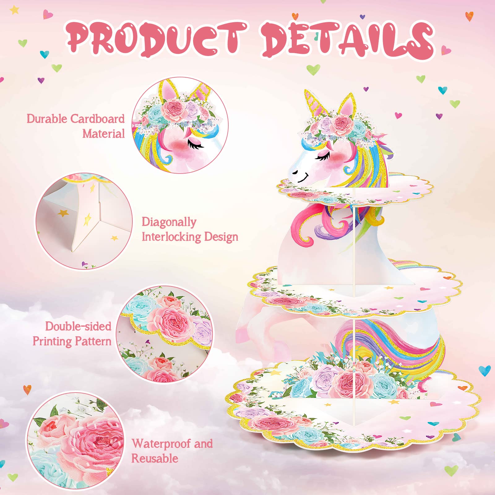 Middle tier diameter 9.8 inches on rainbow stand