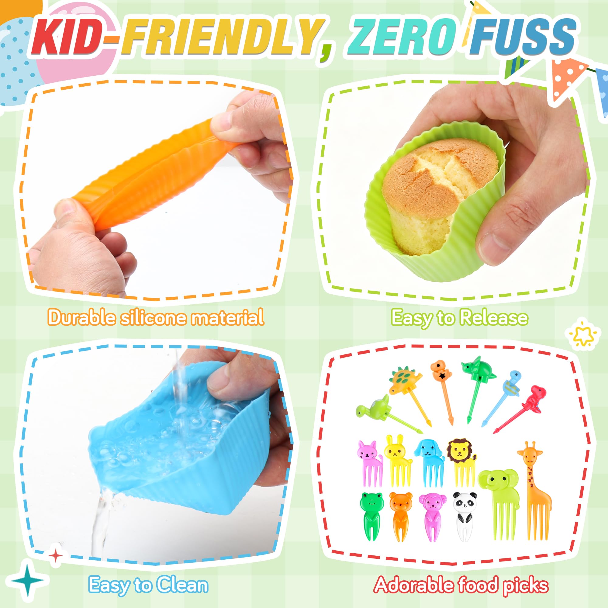 Colorful bento box accessories kit for kids