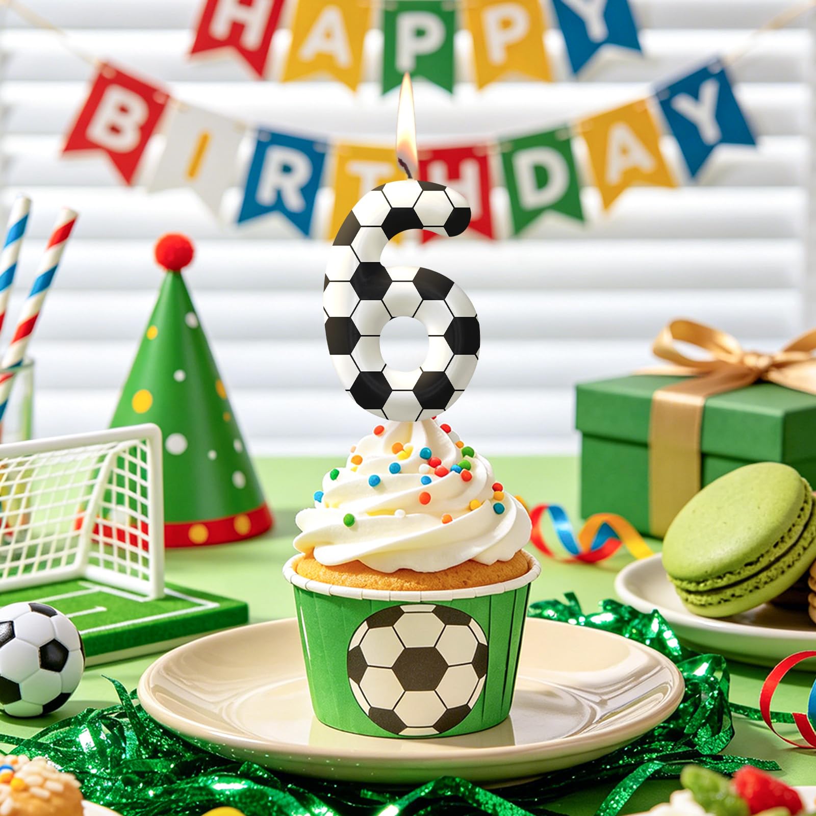 Cupcake toppers with football theme candles