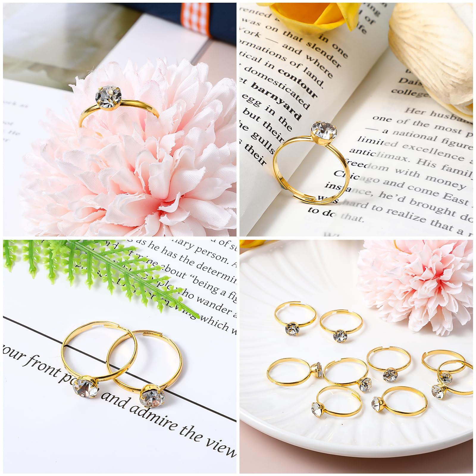 Cupcake toppers featuring gold diamond engagement rings
