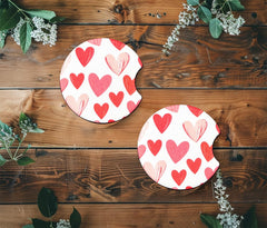 Set of 2 Heart Car Coasters for Valentine's Day gift