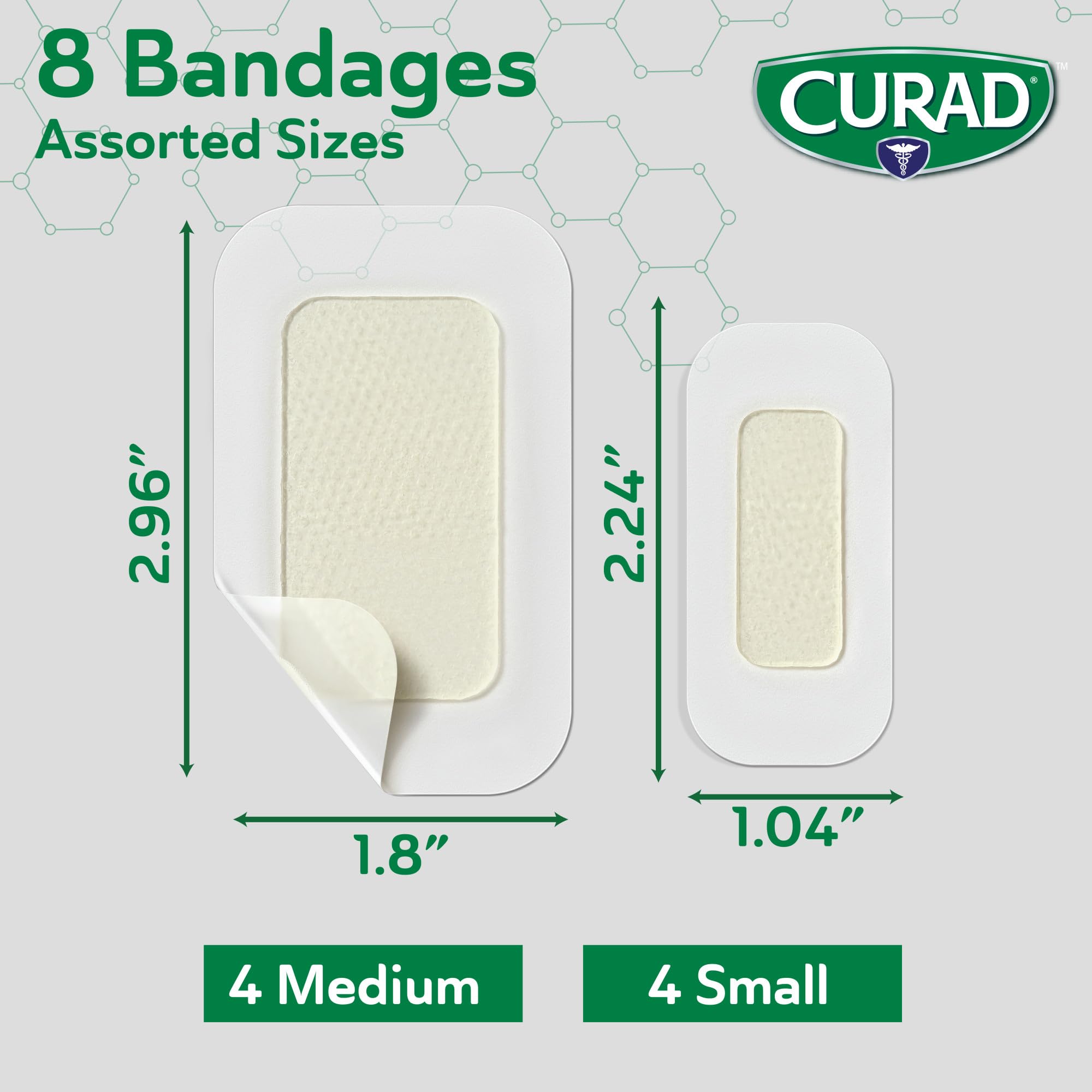 Burn blister and abrasion care CURAD hydrogel bandages