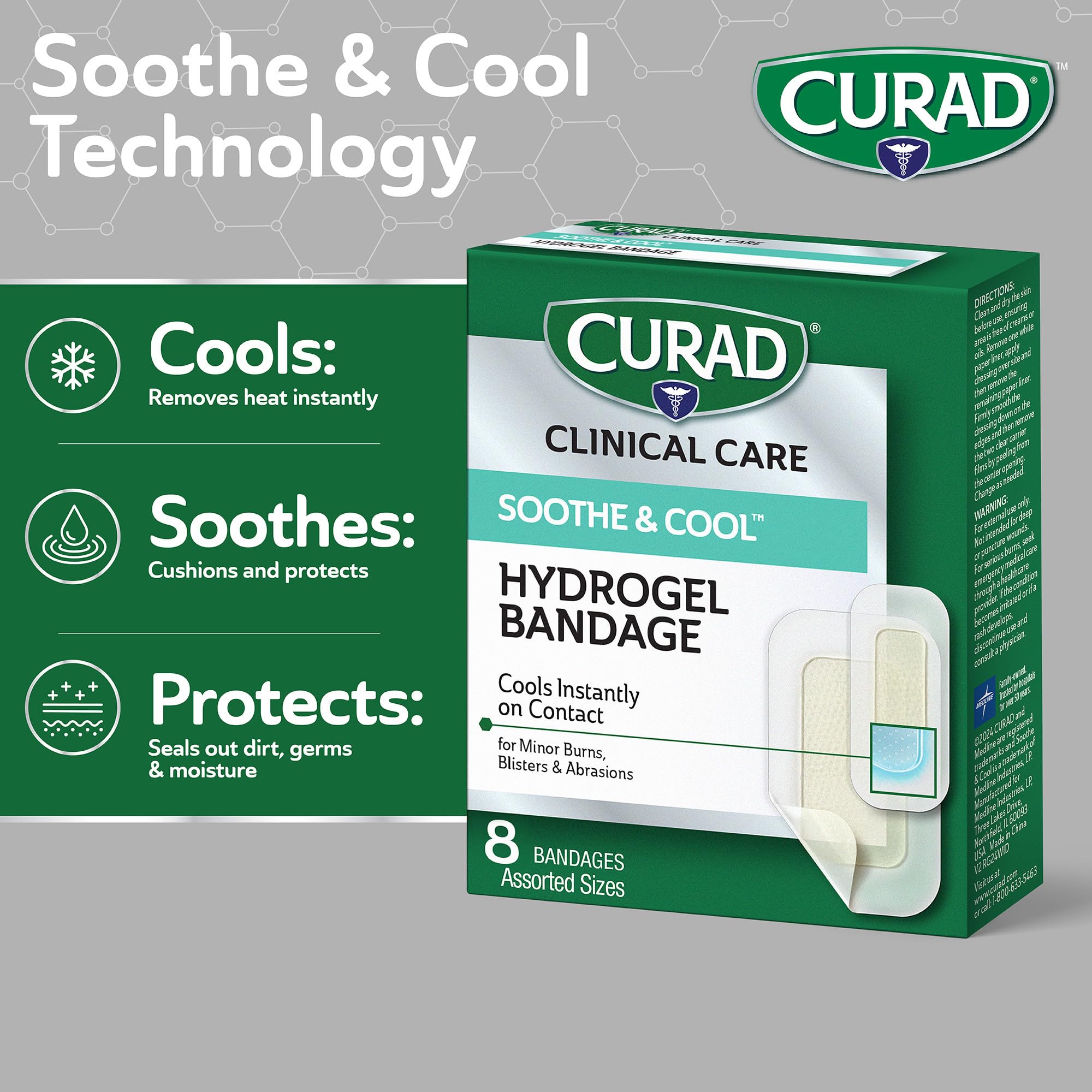 Assorted sizes CURAD hydrogel bandages box display