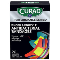 Curad Performance Series fingertip knuckle antibacterial bandages packaging