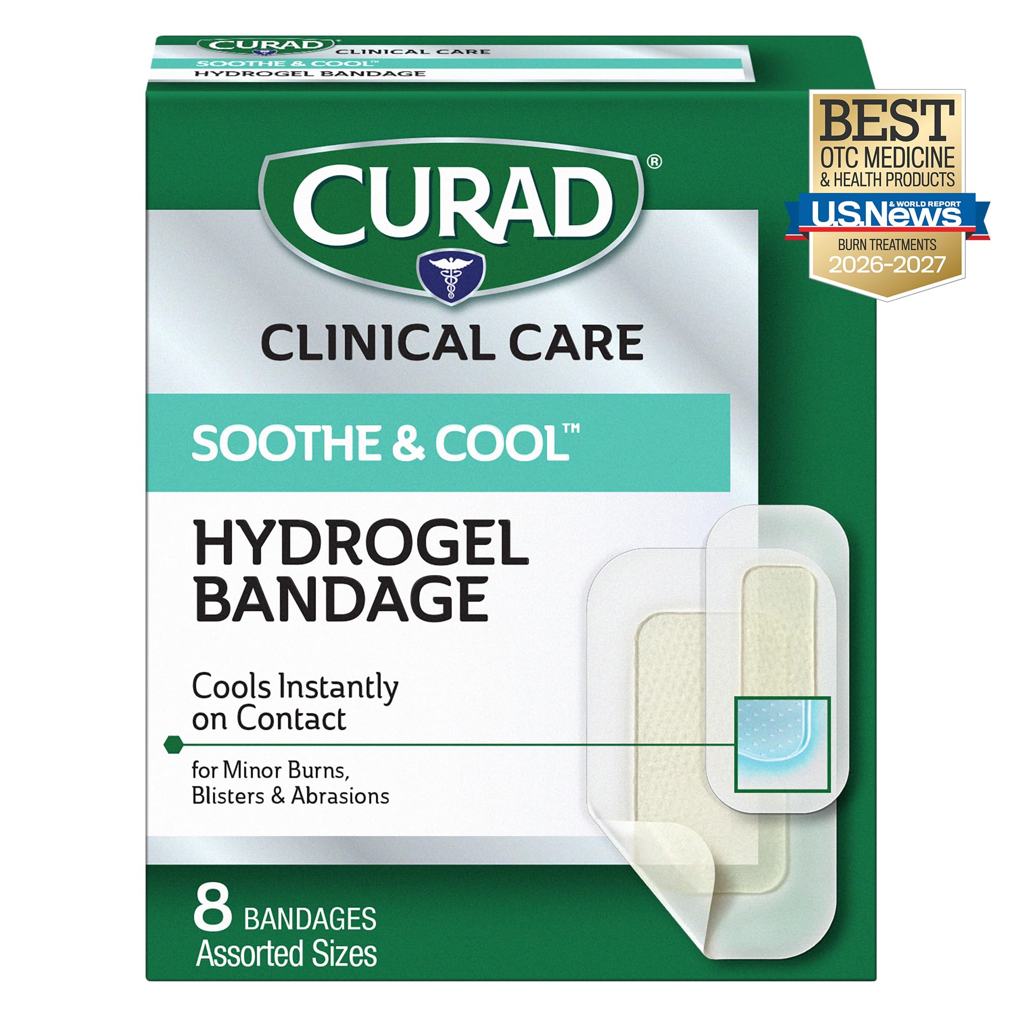 CURAD Soothe & Cool hydrogel bandages packaging label