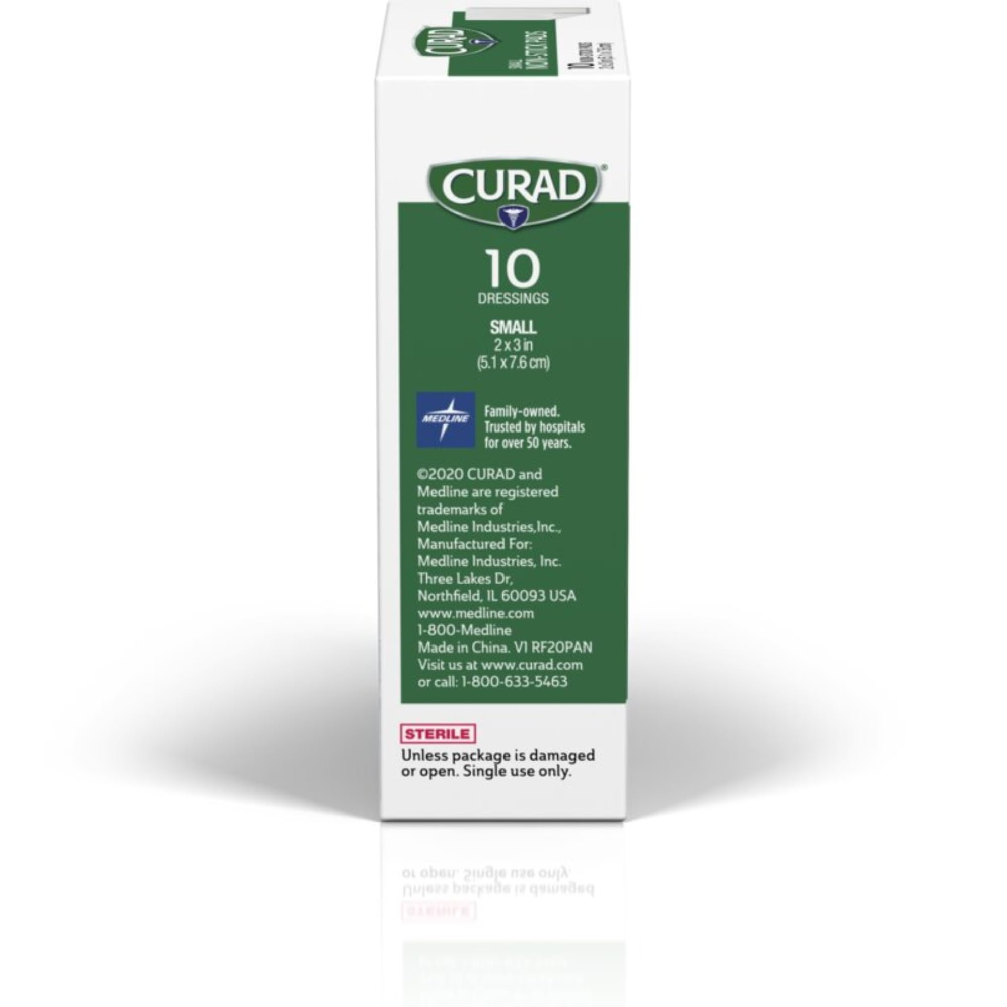 CURAD non-stick pad with adhesive tabs