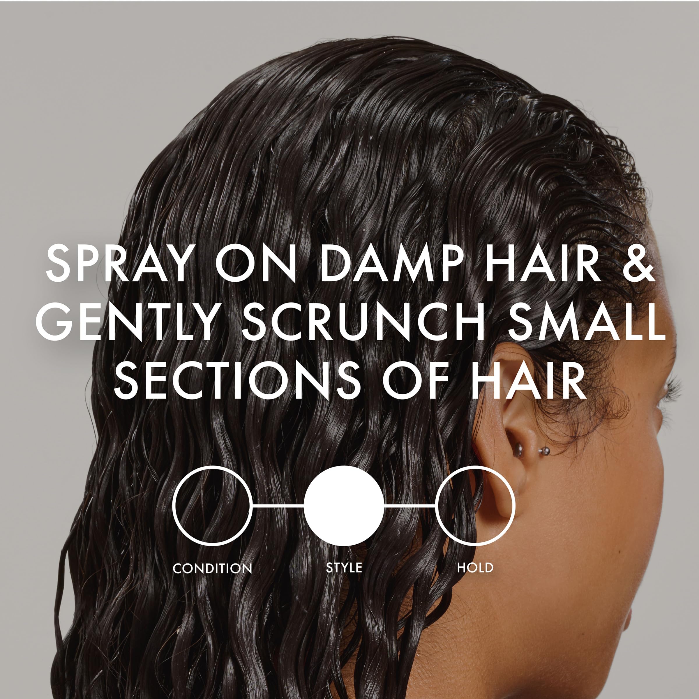 Spritz out of the shower to enhance natural texture with Dream Curls