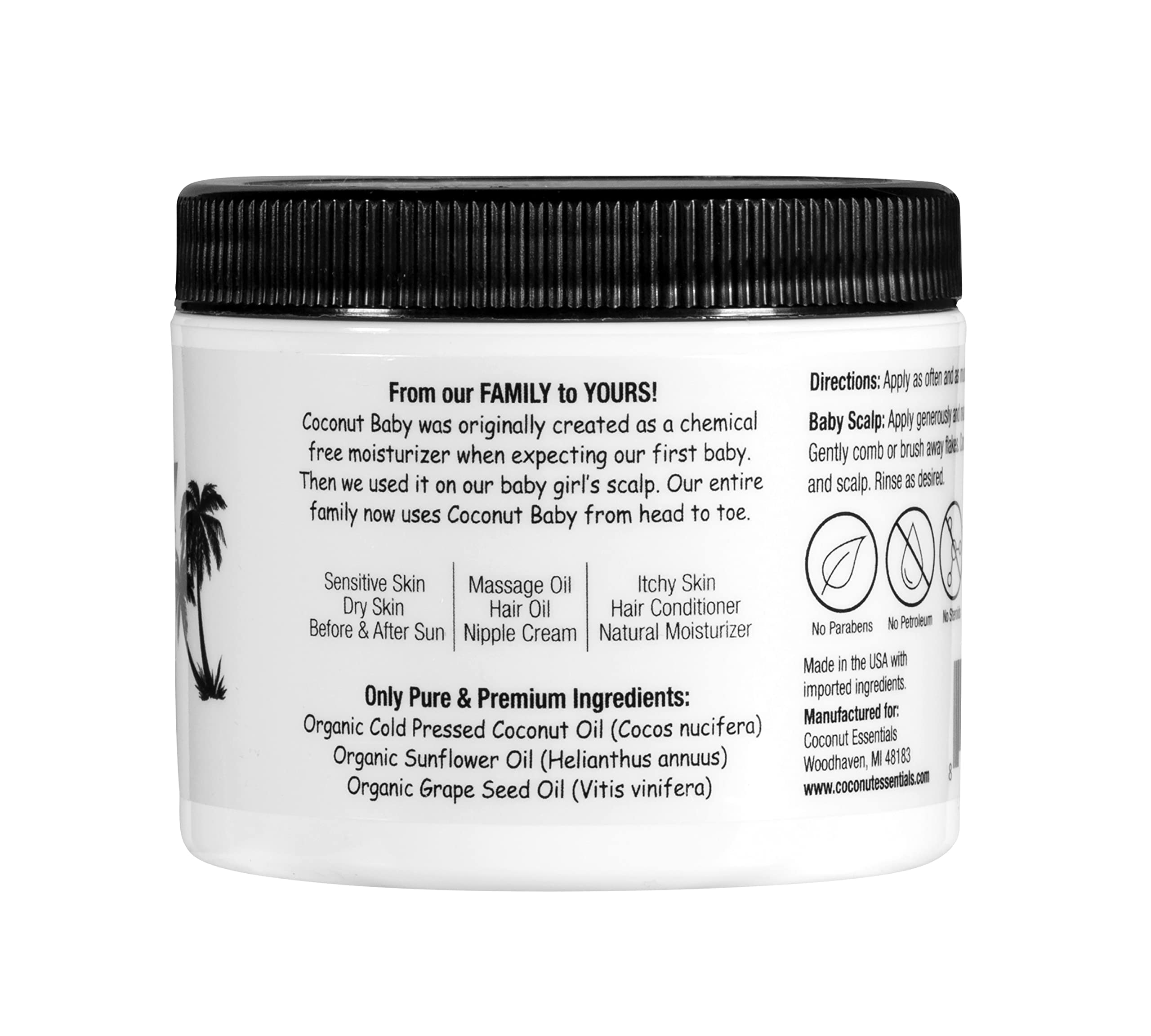 No fragrance unscented coconut oil packaging