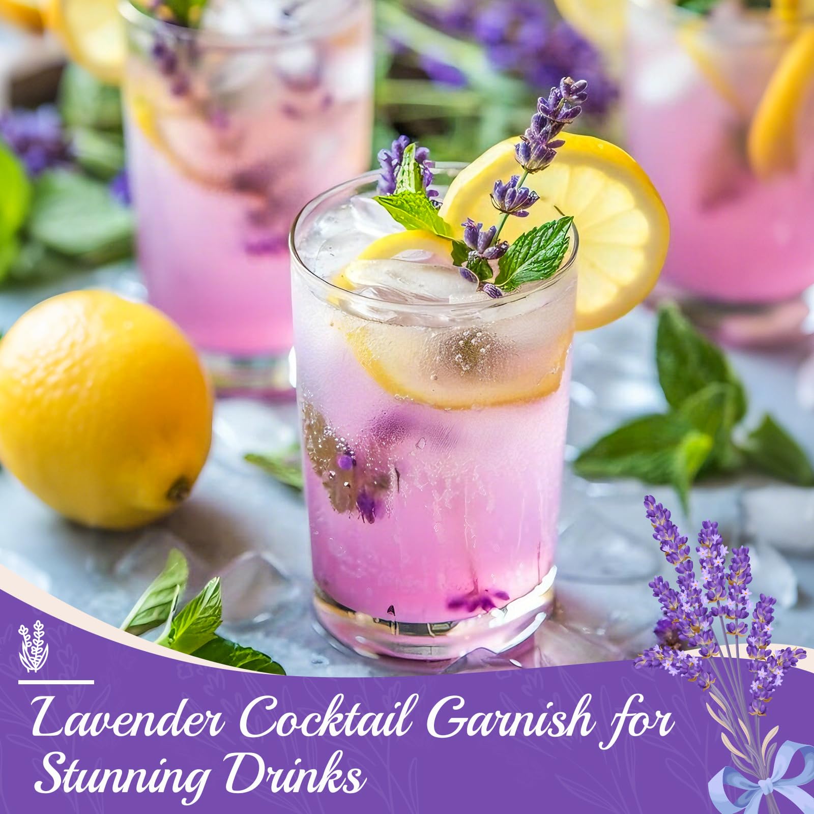 Dried lavender buds and stems for drinks and desserts