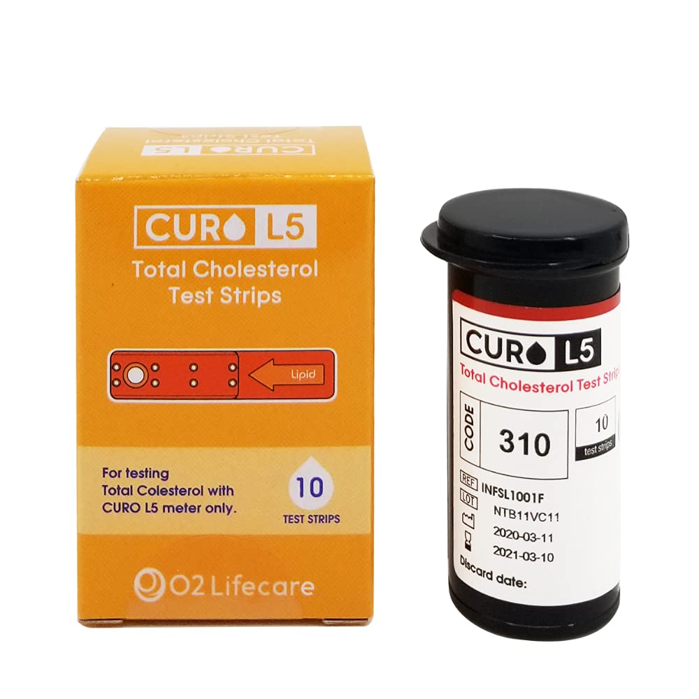 Total Cholesterol Test Strips 10 count CURO L5 packaging