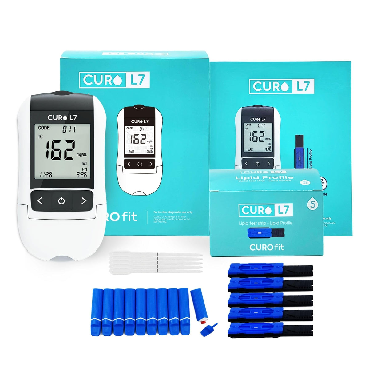 CURO-L7 professional grade blood cholesterol testing device