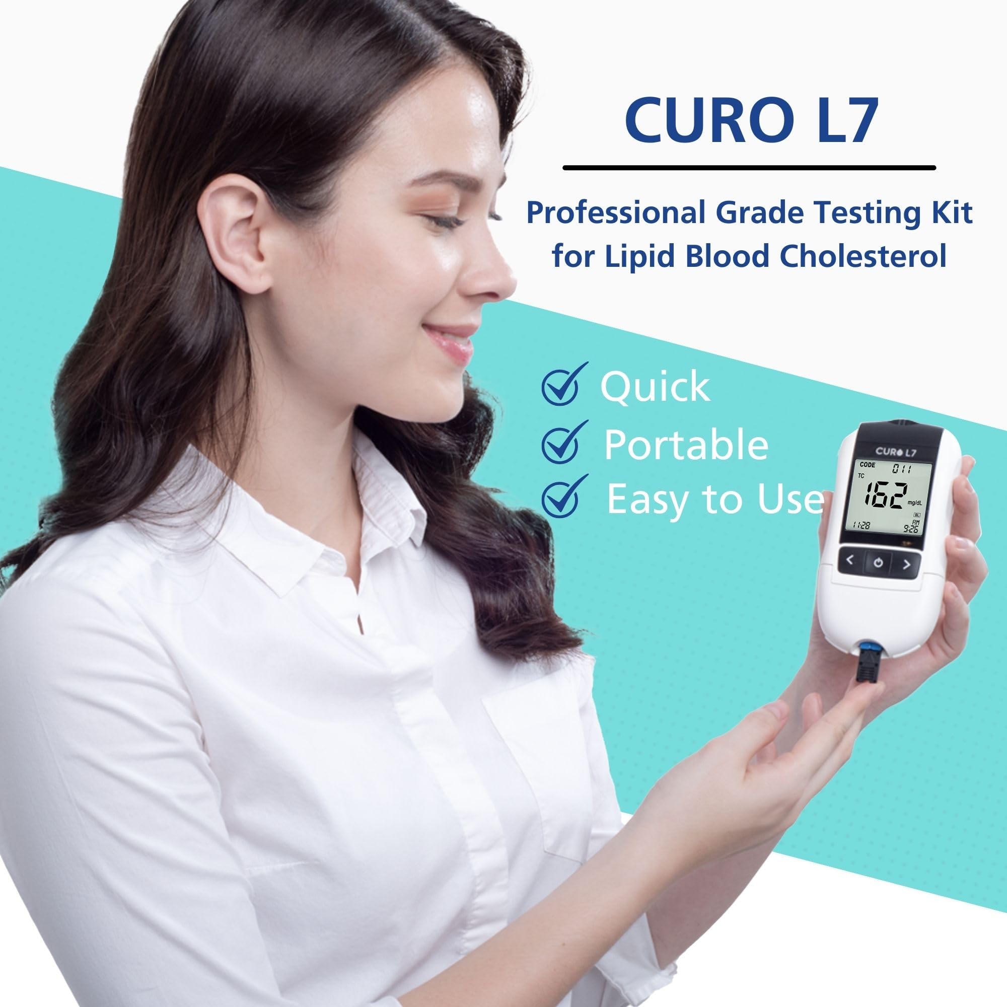 Five test strips included in CURO-L7 home kit