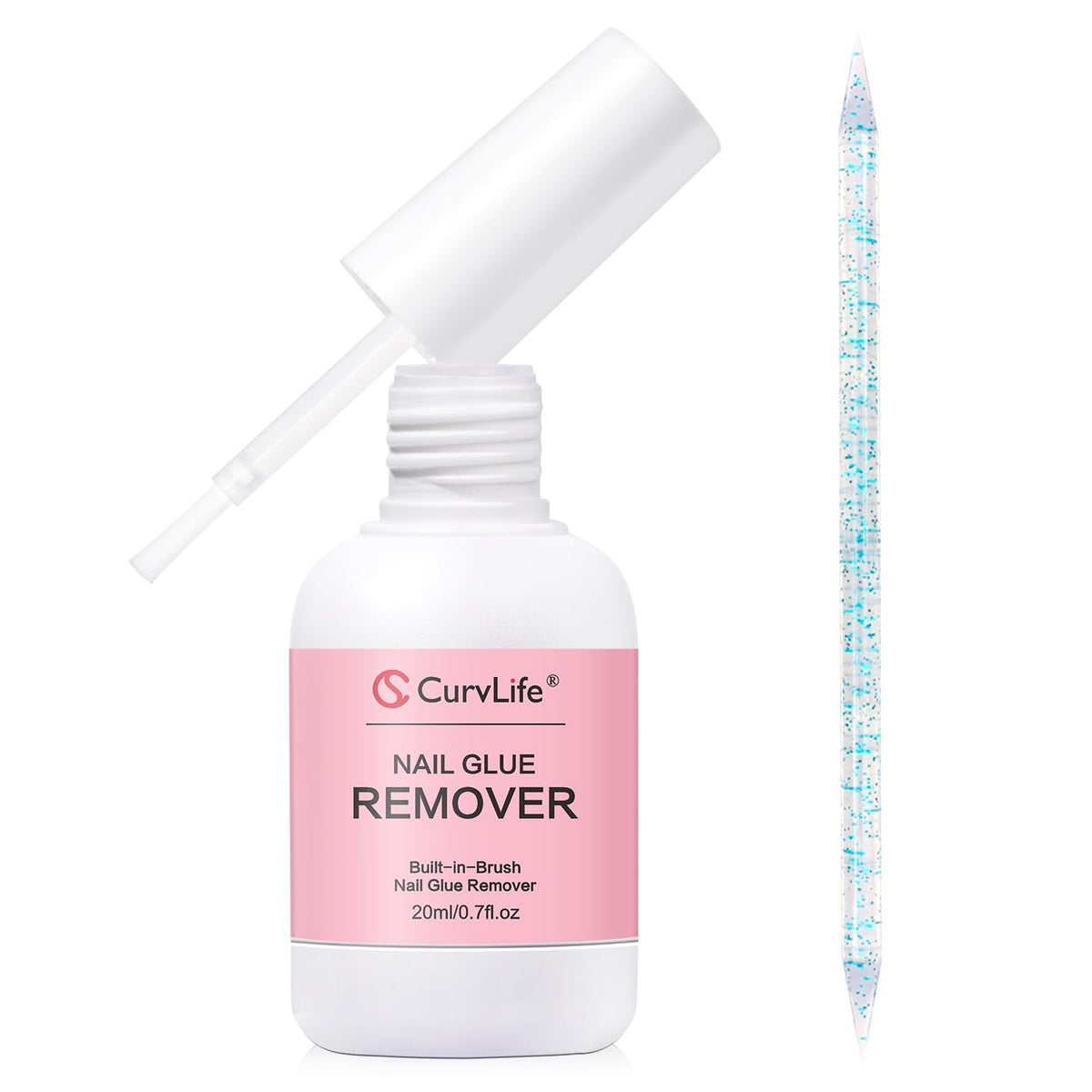 Curvlife brush-on nail glue remover 20ml bottle