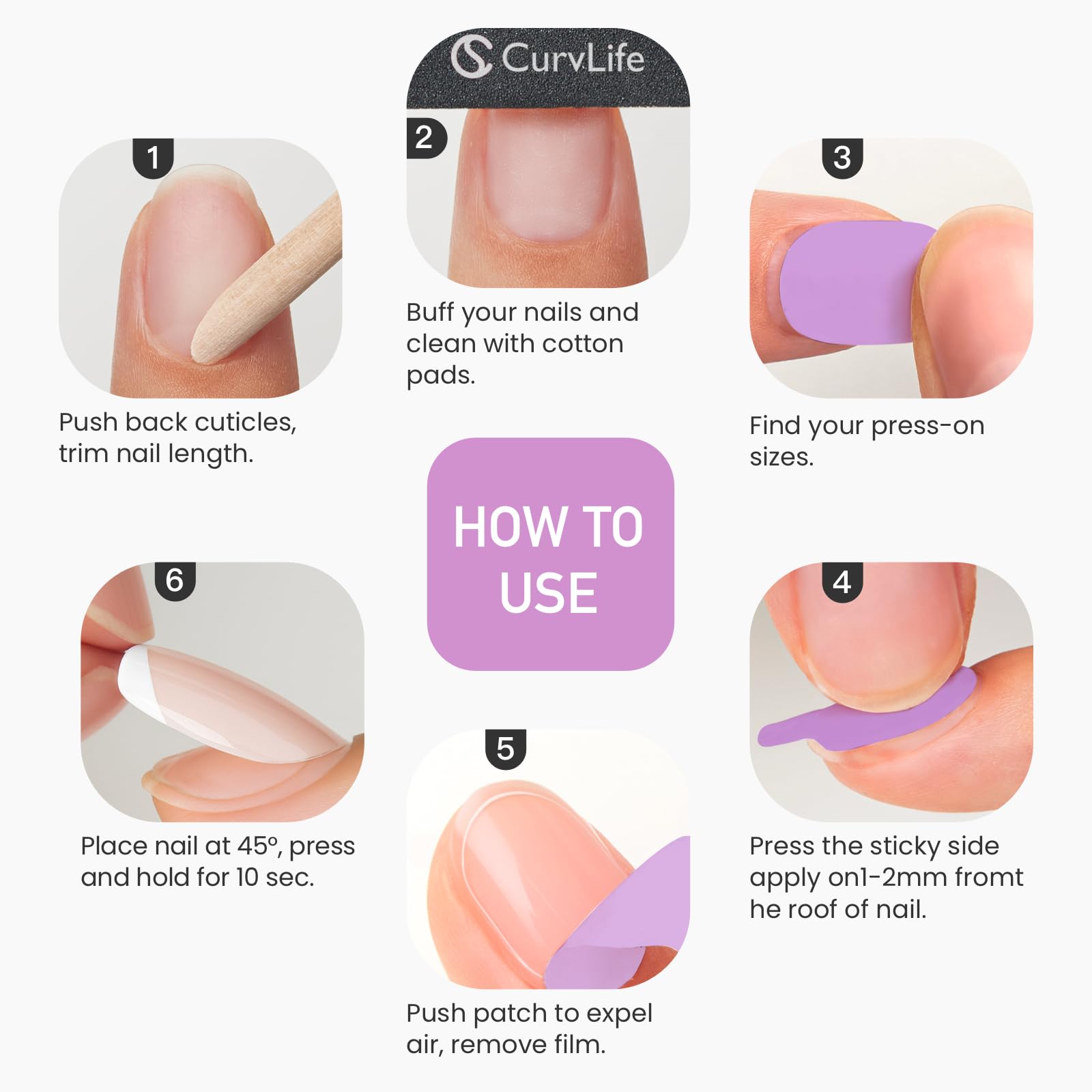 Gentle removal CurvLife TabQueen nail adhesive tabs