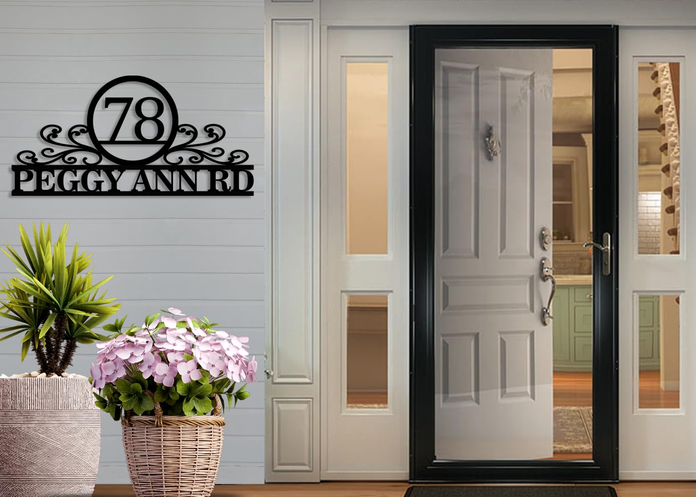 Custom address sign with black powder coating