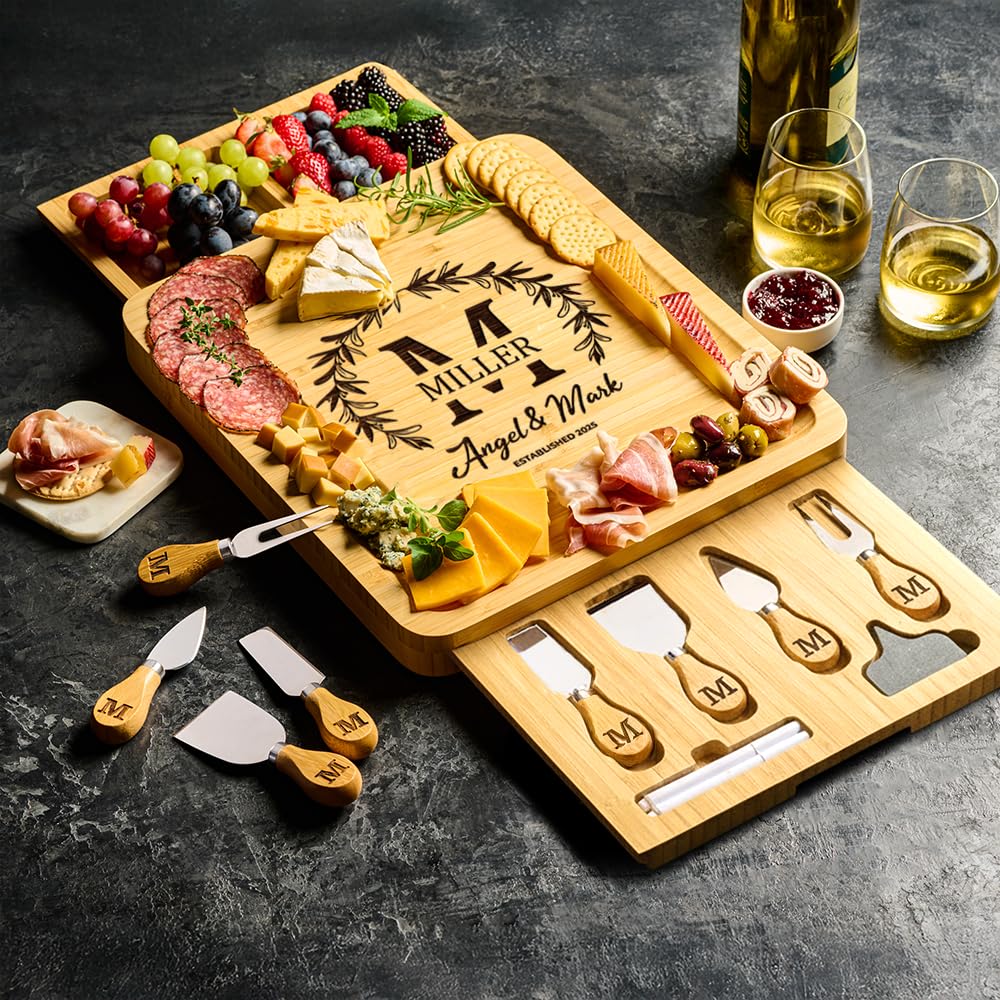 GiftsToEngrave custom charcuterie board for couples