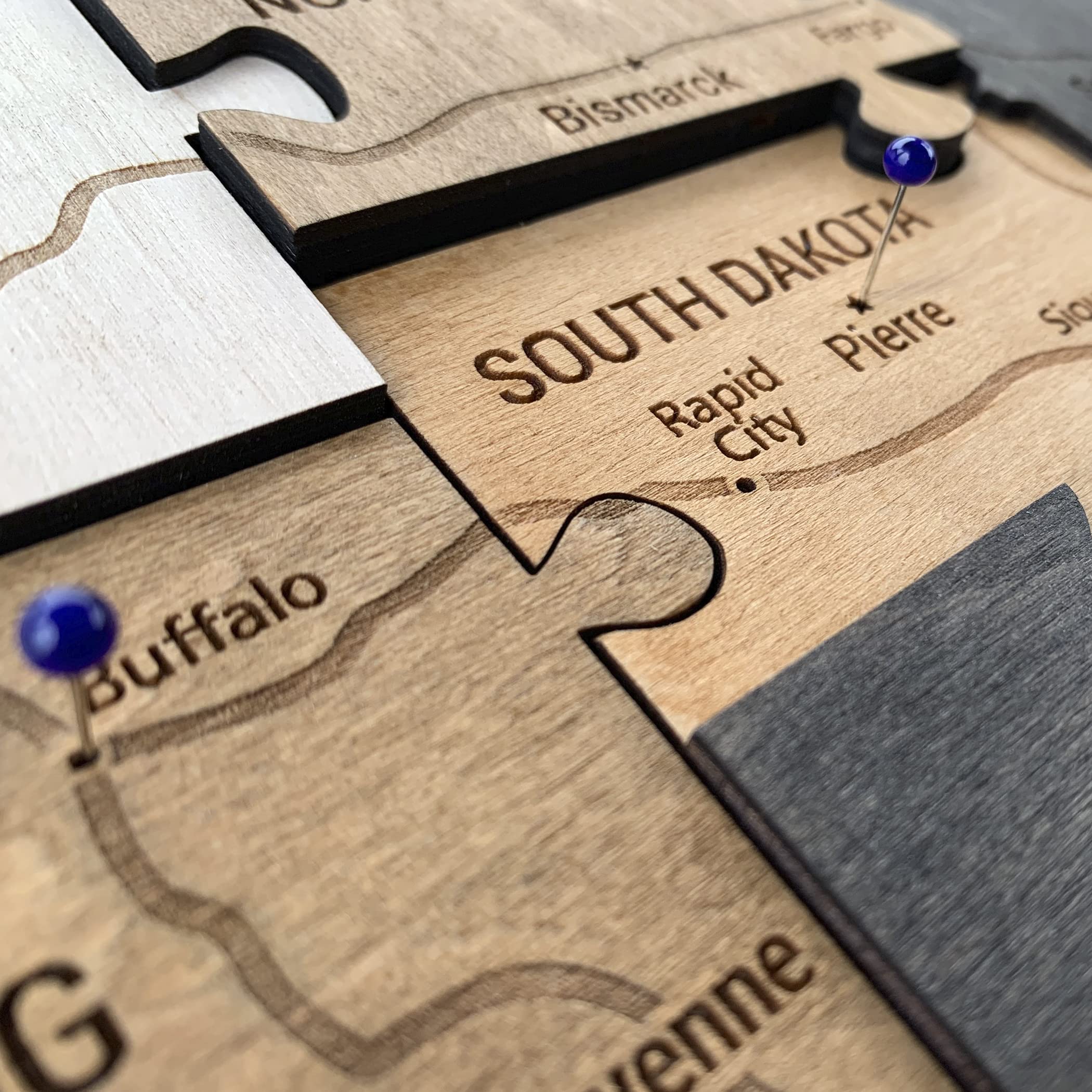 Custom City Wall Sculpture style wooden map with cities