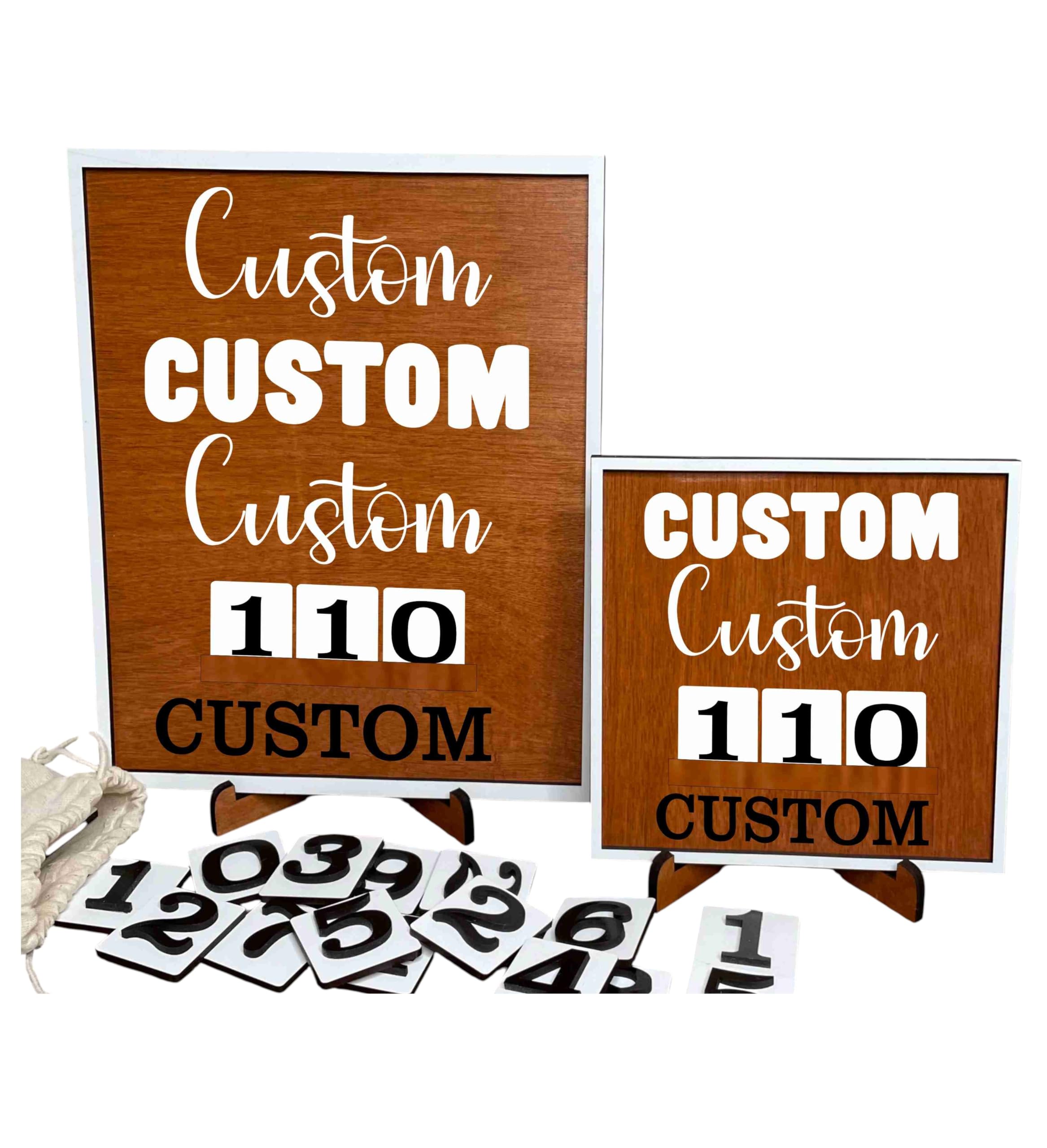 Custom countdown wood sign product image showing freestanding design