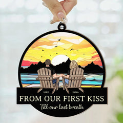 Custom couple wedding keepsake gift two-size options in wood and acrylic suncatcher