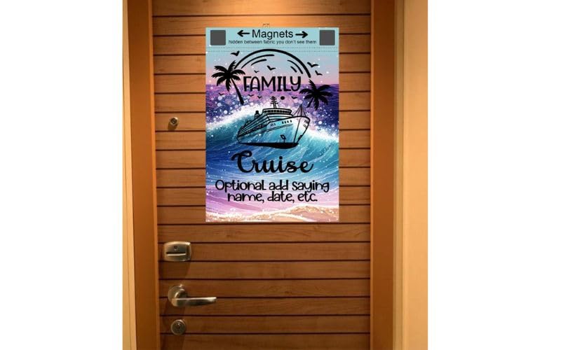 Custom cruise cabin door hanger design with names and dates