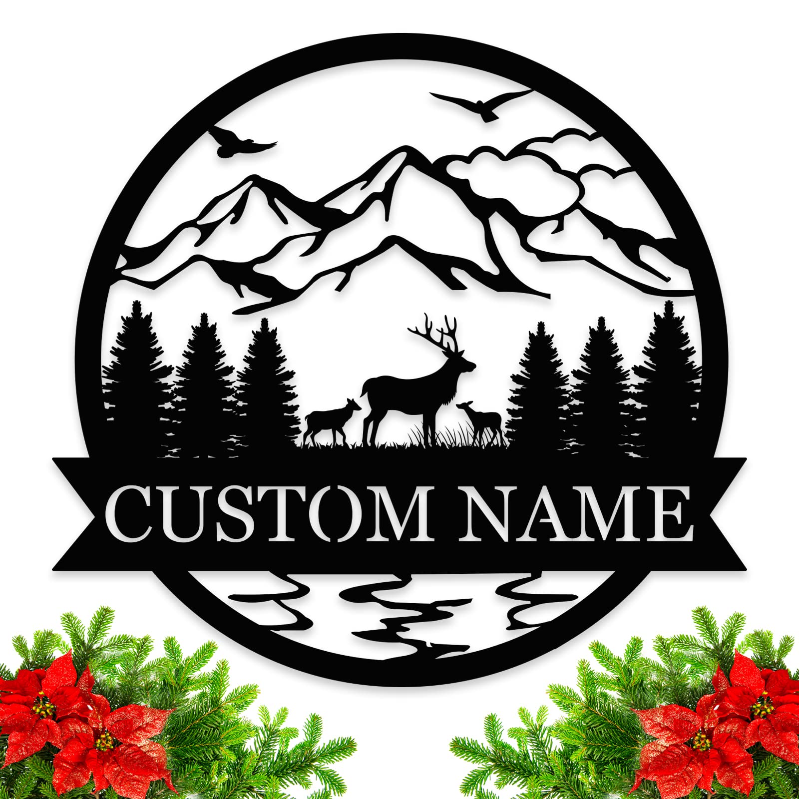 Custom Deer Monogram Name Sign with deer motif