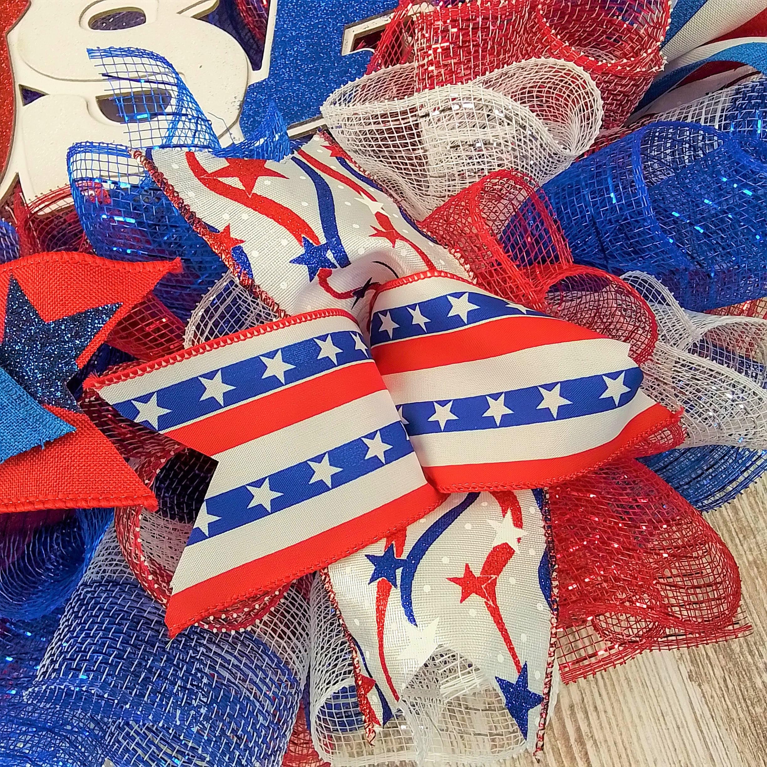 Patriotic doorway wreath for entryways and walls