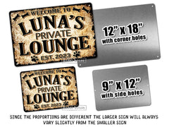 Custom dog lounge sign 12x18 personalized with name