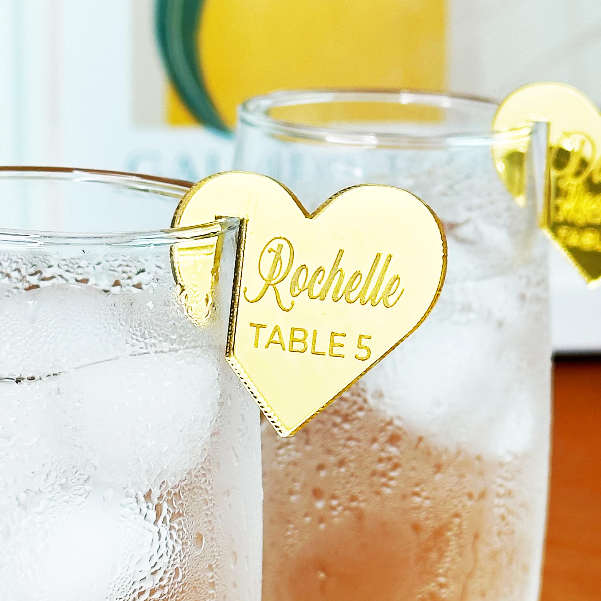 Custom Drink Tags for Weddings Rose Gold Mirror