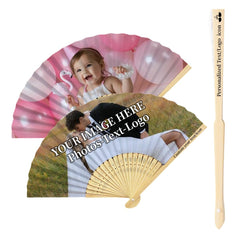 Custom Engraved Folding Hand Fan with personalized engraving
