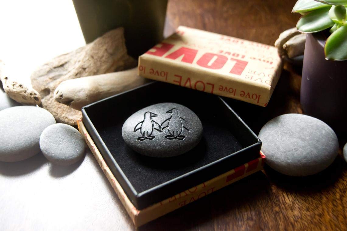 Valentines gift penguin pebble