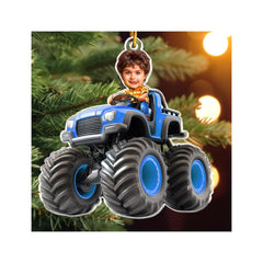 custom-face-monster-truck-ornament with personalized design closeup