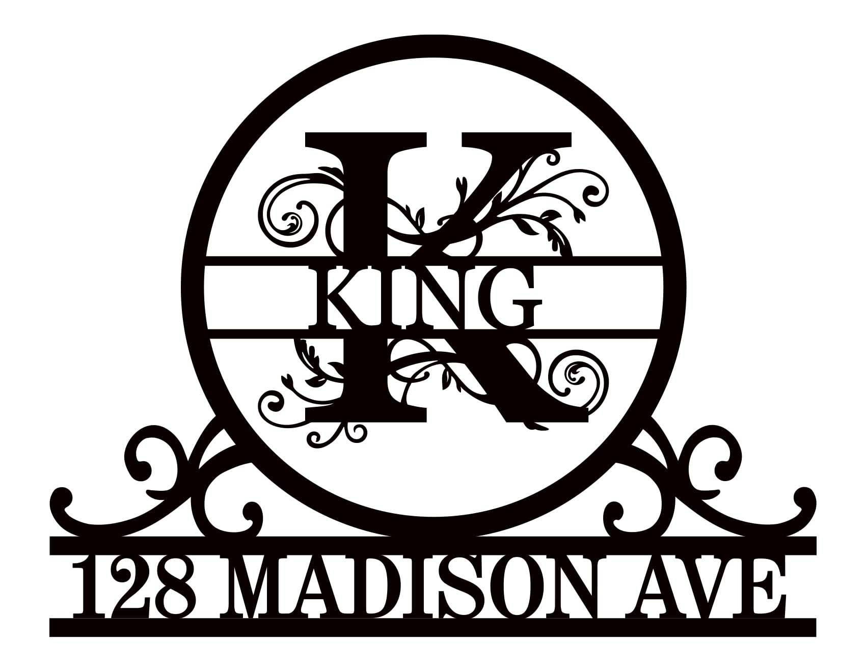 Custom Family Name Sign on a large metal address sign for outdoor use