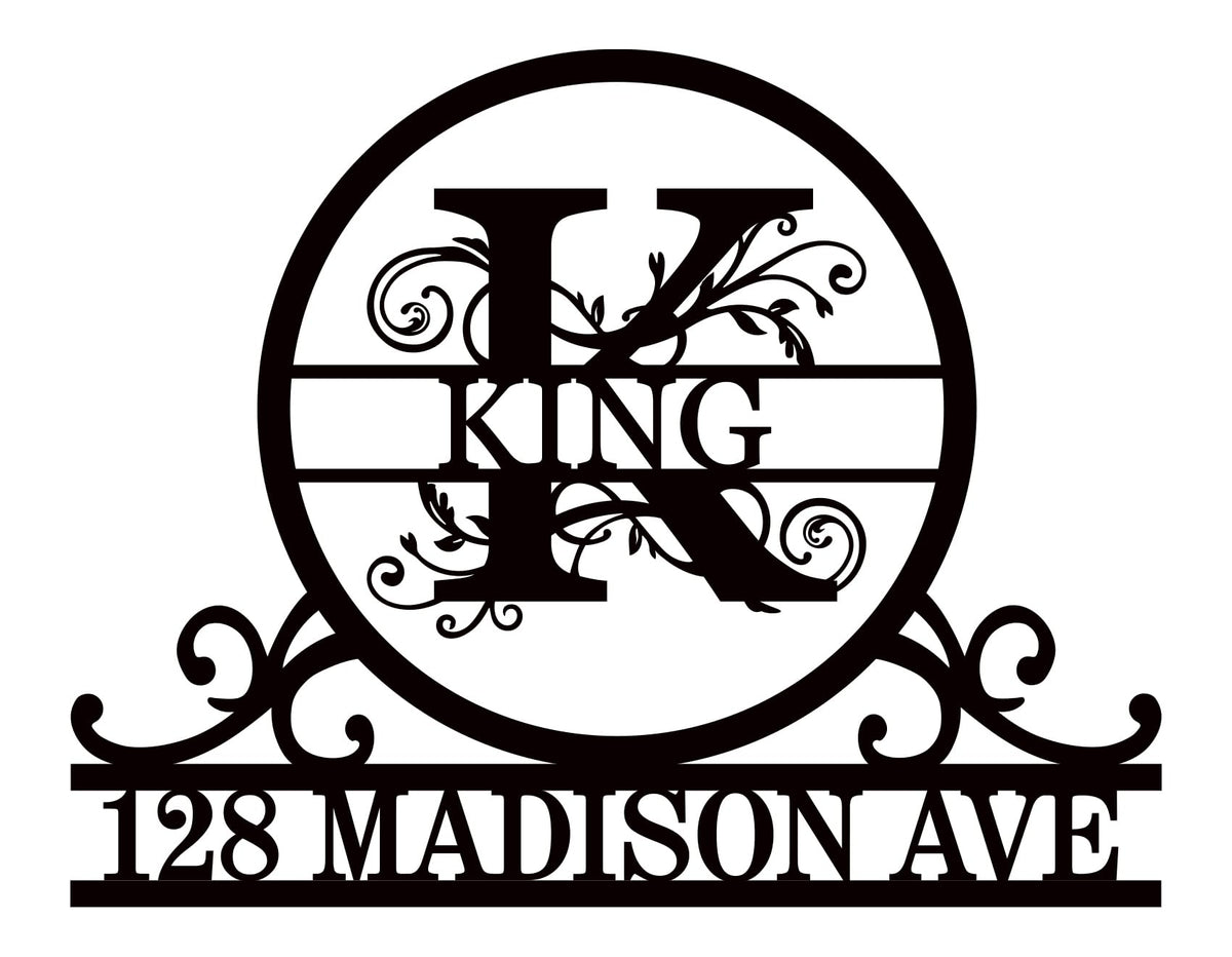 Custom Family Name Sign on a large metal address sign for outdoor use