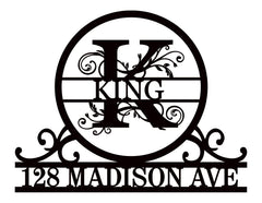 Custom Family Name Sign on a large metal address sign for outdoor use