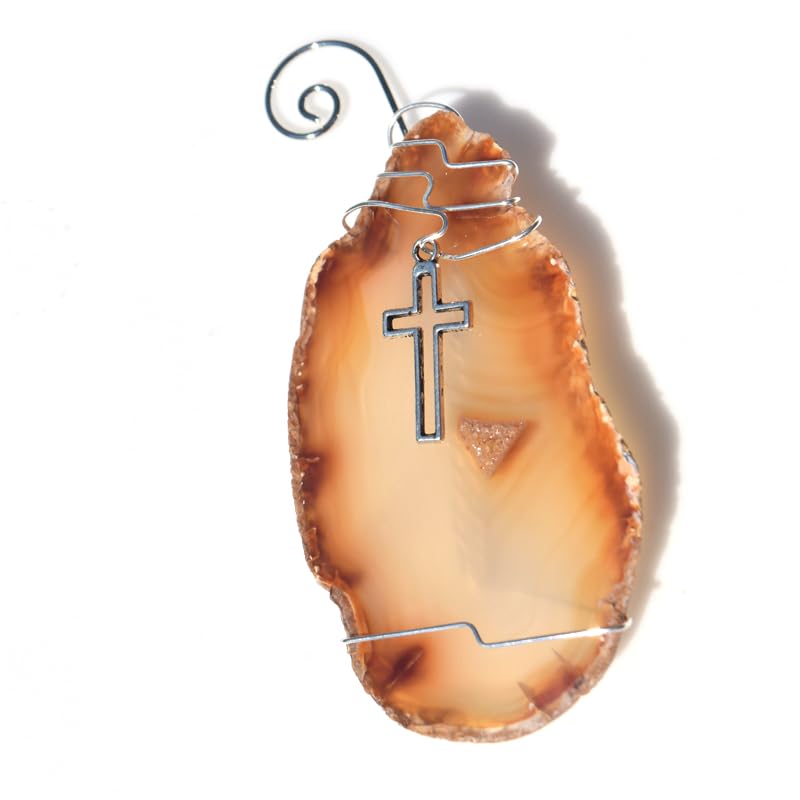 Custom handmade agate slice ornament with wire wrap