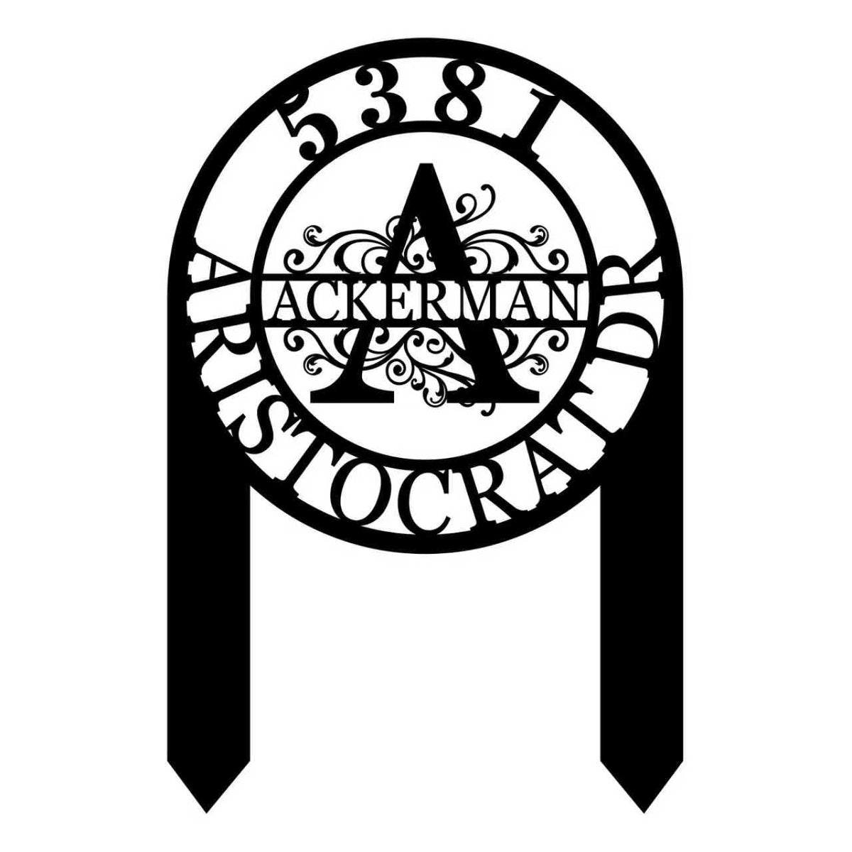 Custom House Address Numbers Metal Sign outdoor display showing address and street name