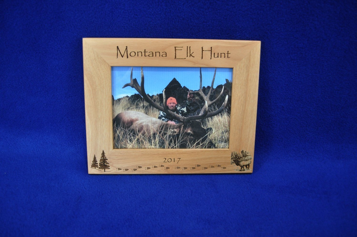 State elk hunt at top and year at bottom personalization