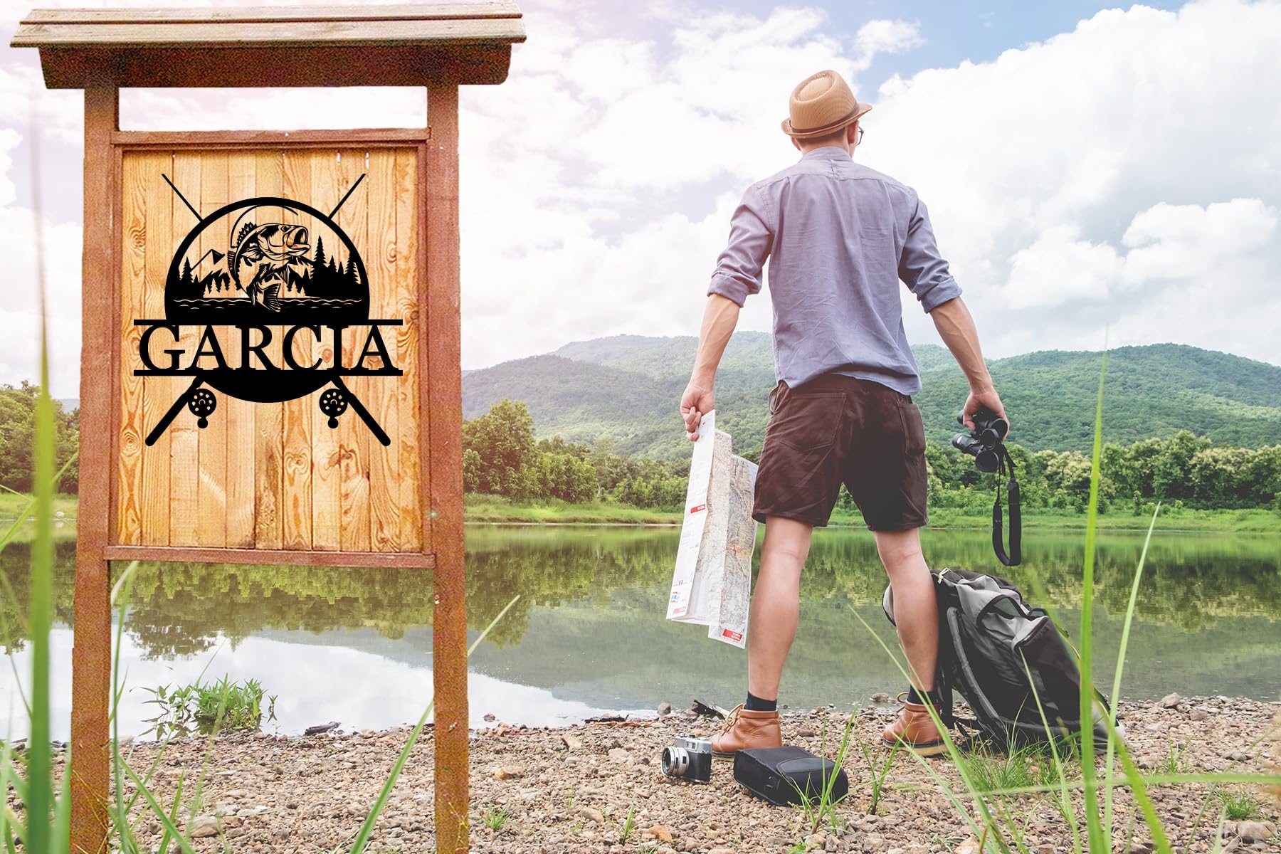 Custom last name sign for outdoor metal art