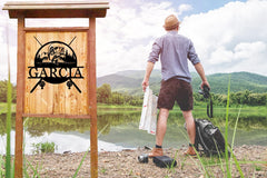 Custom last name sign for outdoor metal art