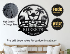 Campsite monogram lake scene metal sign 14 gauge steel