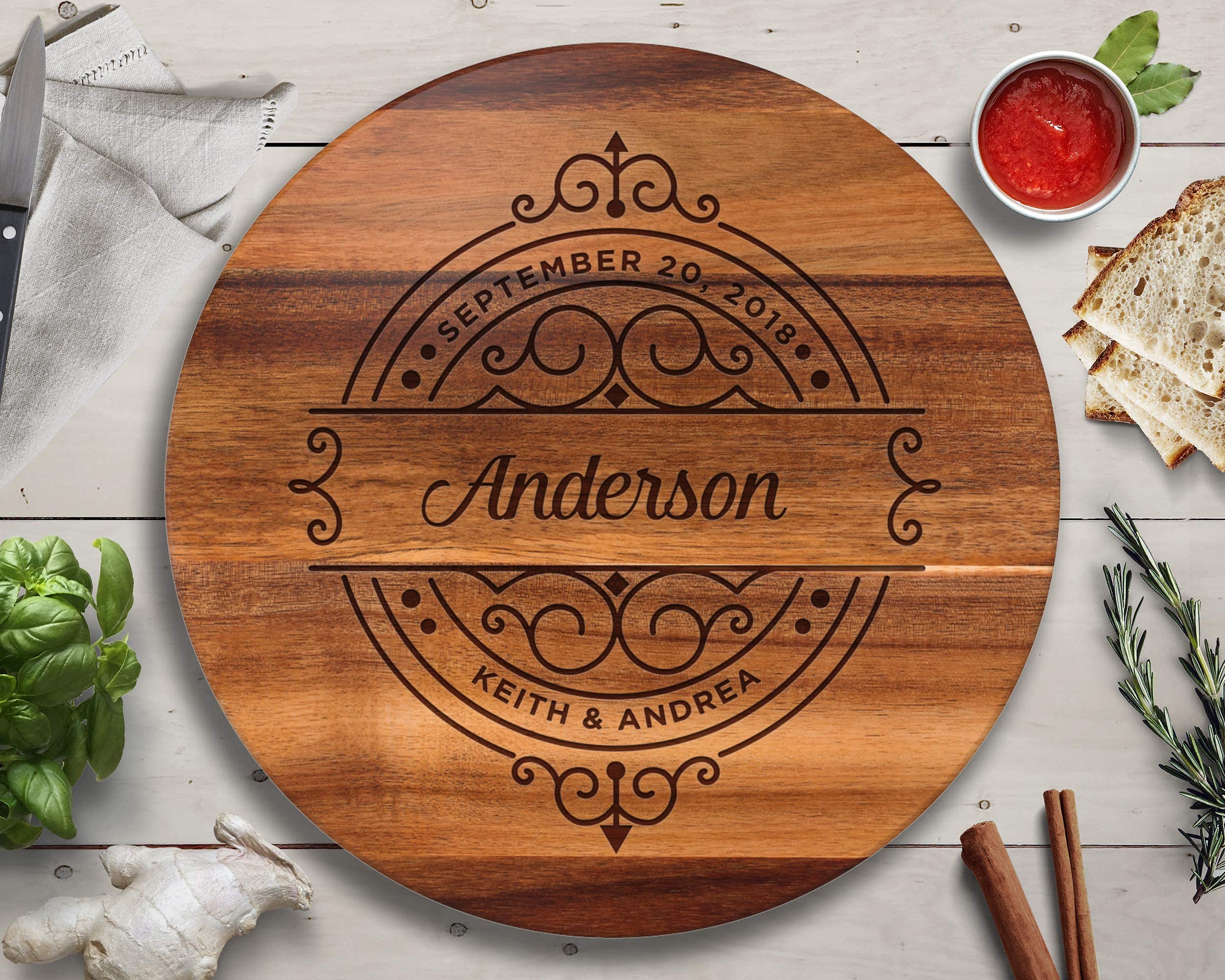 Custom Lazy Susan 16 inch diameter solid Acacia wood turntable