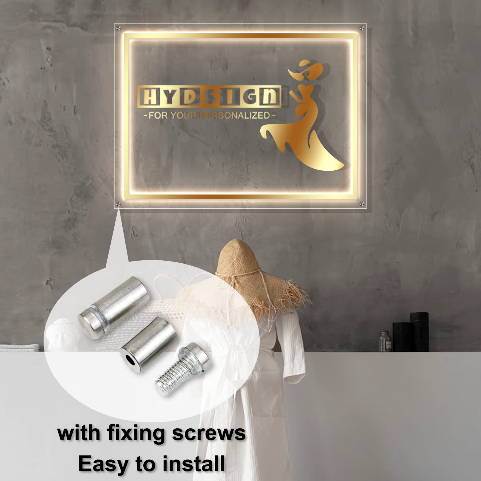 Customizable fonts and colors logo on acrylic sign