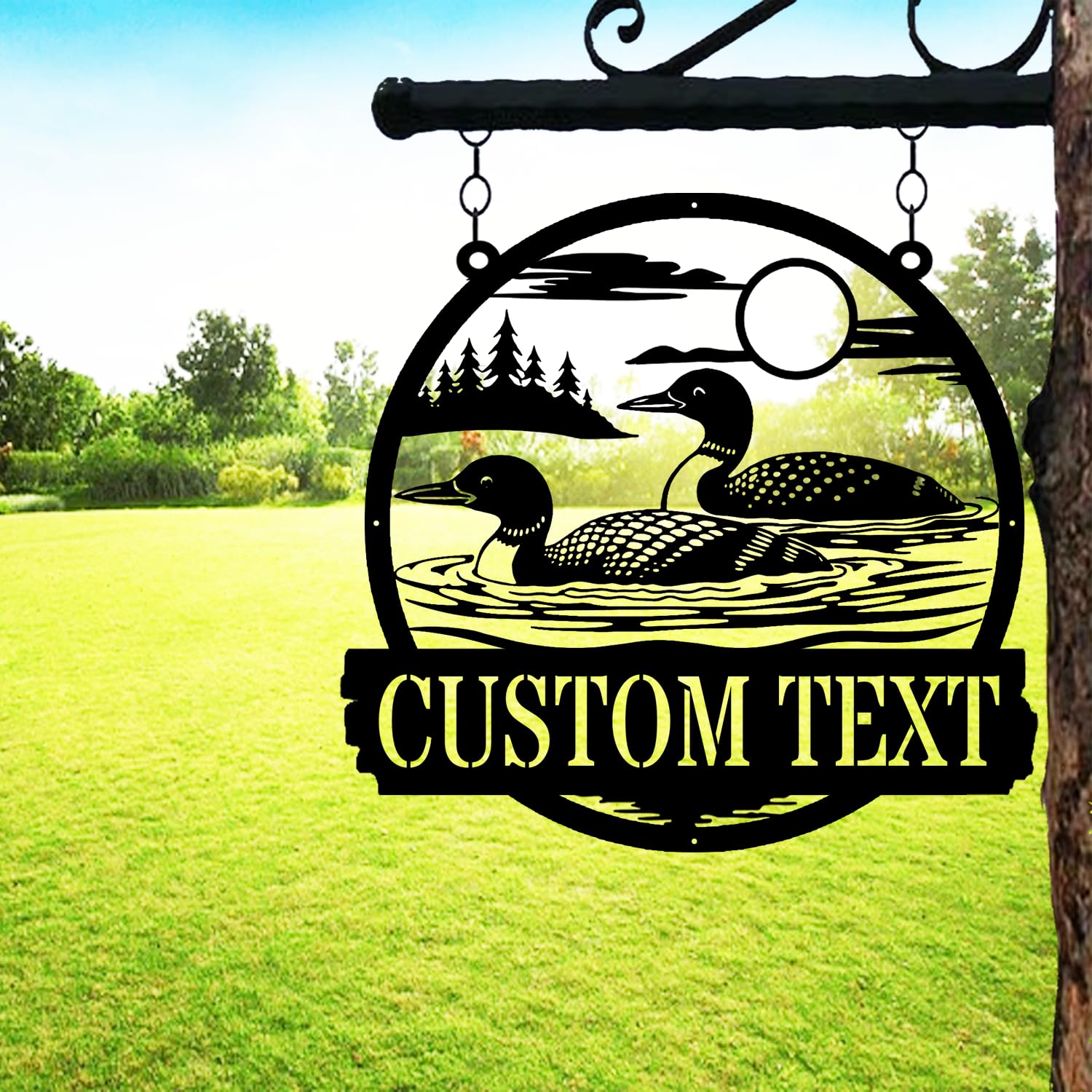 Custom loon duck metal sign for door plaque