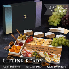 Engraved marble cheese board as host gift for new home