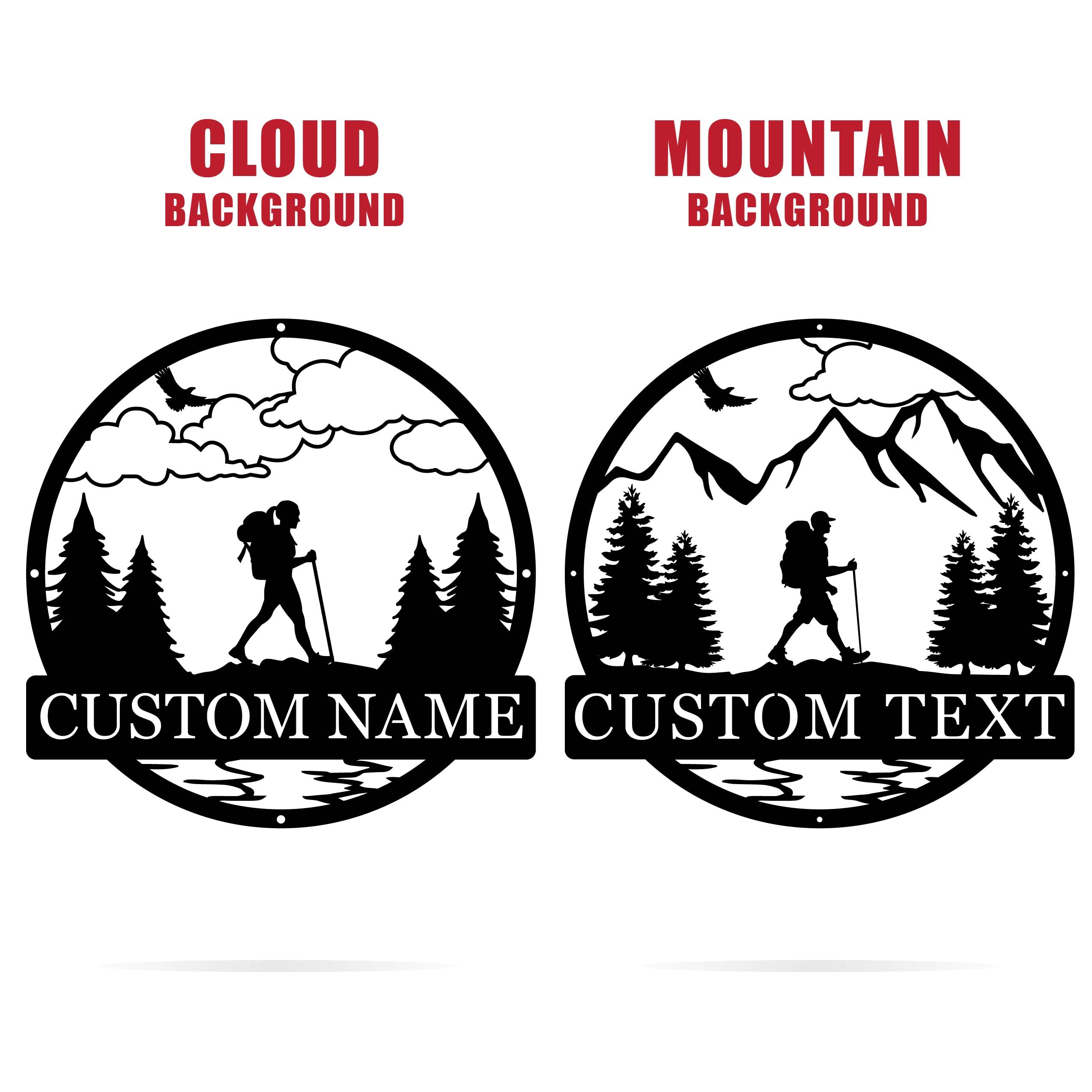 Custom metal hiking name sign made in Michigan