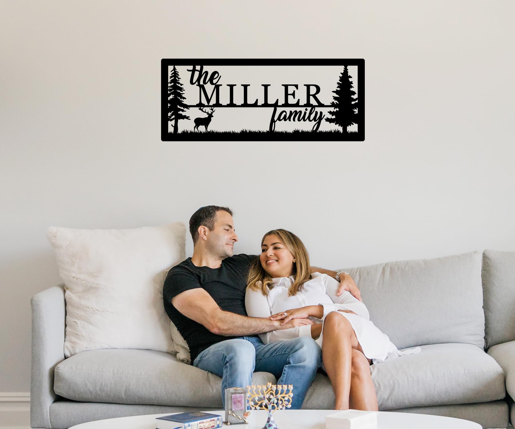 Custom metal last name sign with established date