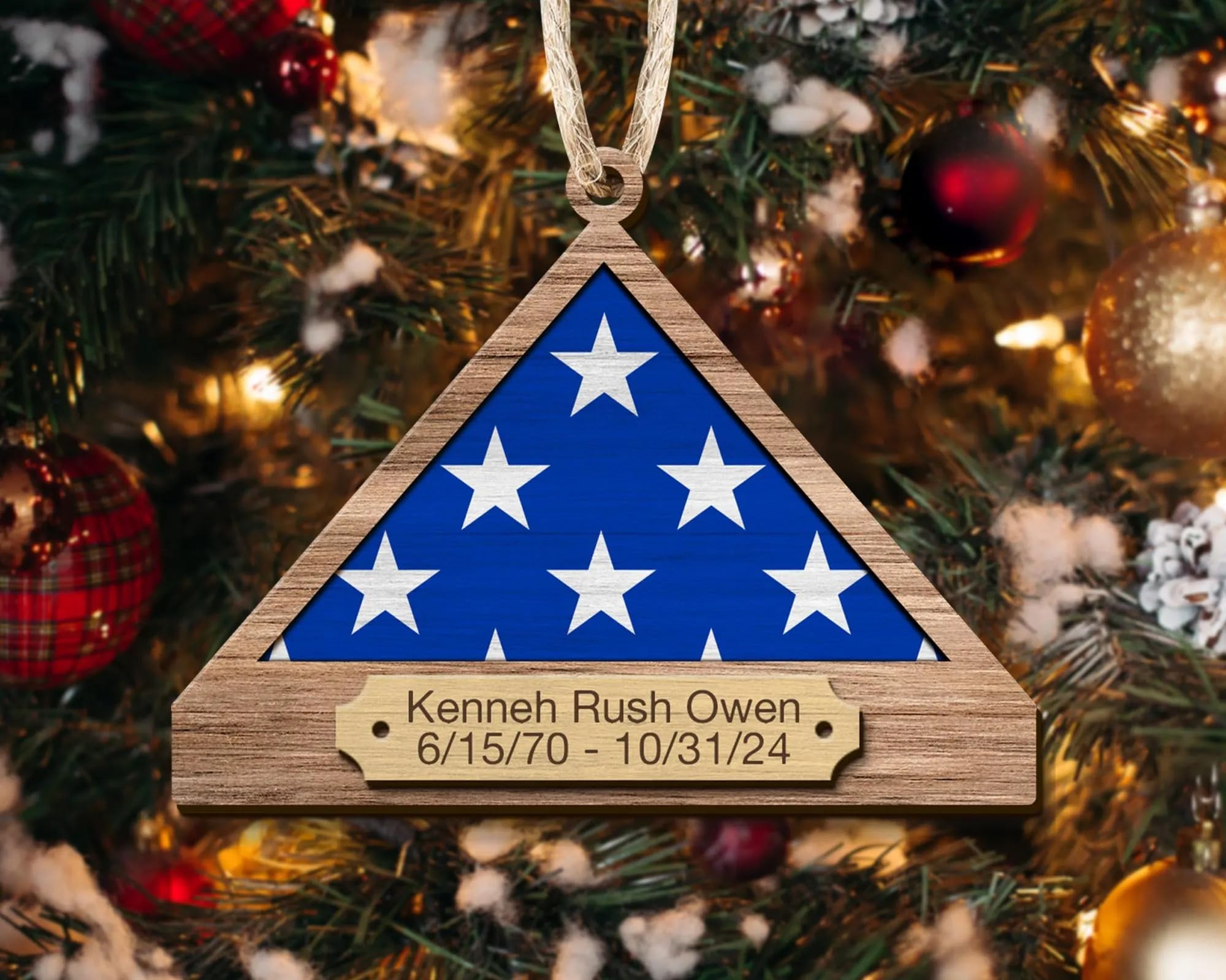 Custom military memorial ornament for veterans