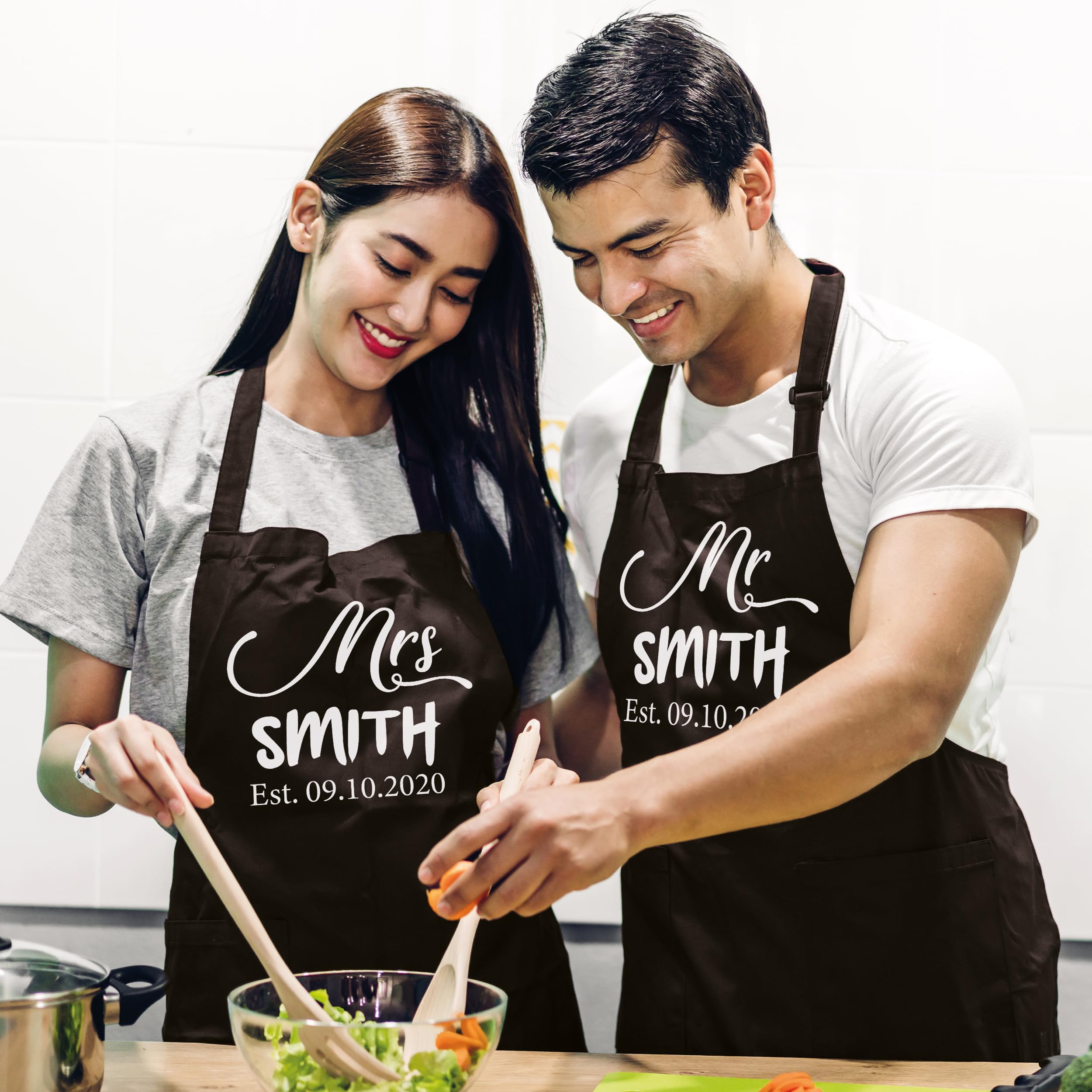 Custom Mr and Mrs Gifts apron for wedding gifts