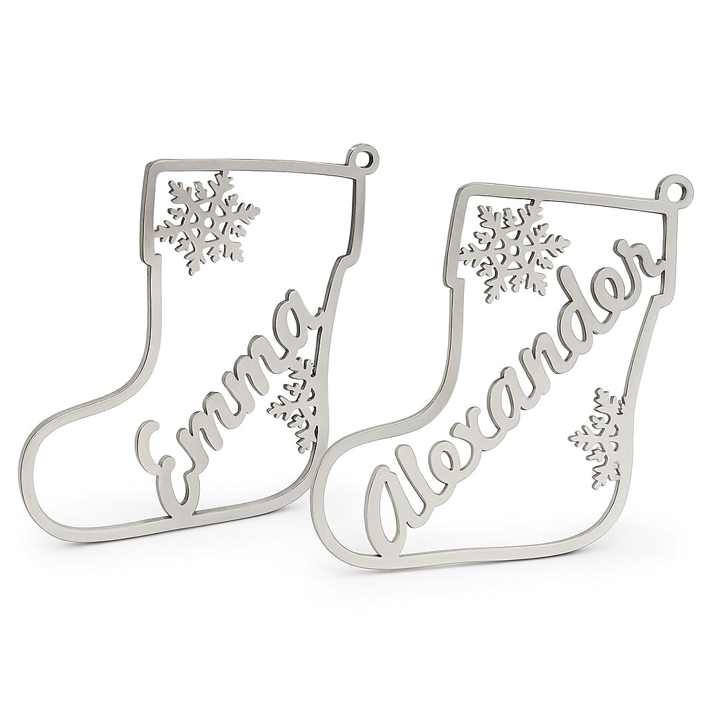 custom name christmas stocking tag stainless steel ornament silver