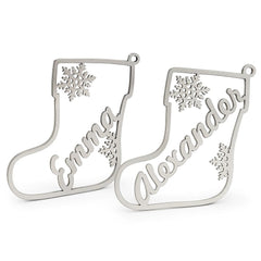 custom name christmas stocking tag stainless steel ornament silver